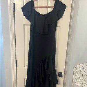 VENUS Blue Asymmetrical Off-the-Shoulder Sundress